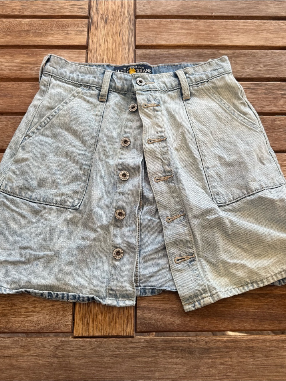 Lucky Brand Light Blue Button-Front Denim Skirt